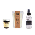 Clear Thinking Aromatherapy Candle and Recover Menthol Bath Salts and 100ml Essential Oil Mist - Thyme & Mint — three-product routine
