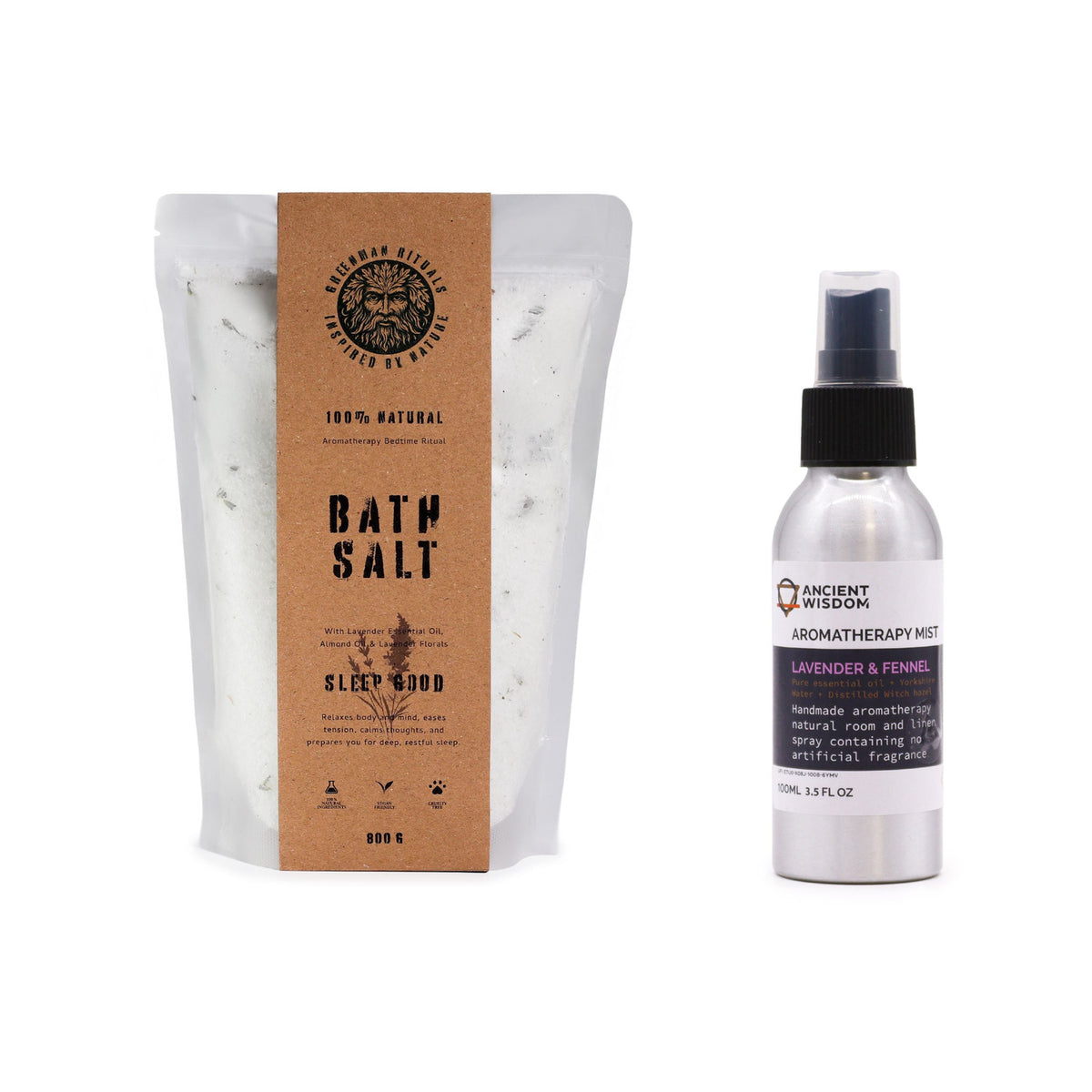 Sleep Lavender Bath Salts and Lavender & Fennel Room & Linen Mist — two-product duo