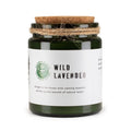 Wild Lavender Woodwick Candle in a green glass jar